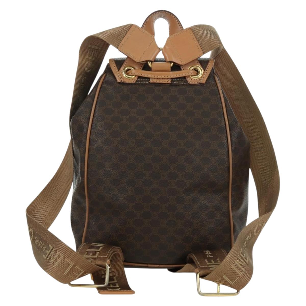 CELINE Macadam Canvas Backpack PVC Leather Brown Gold Auth am11186A - Jerrillo image 2