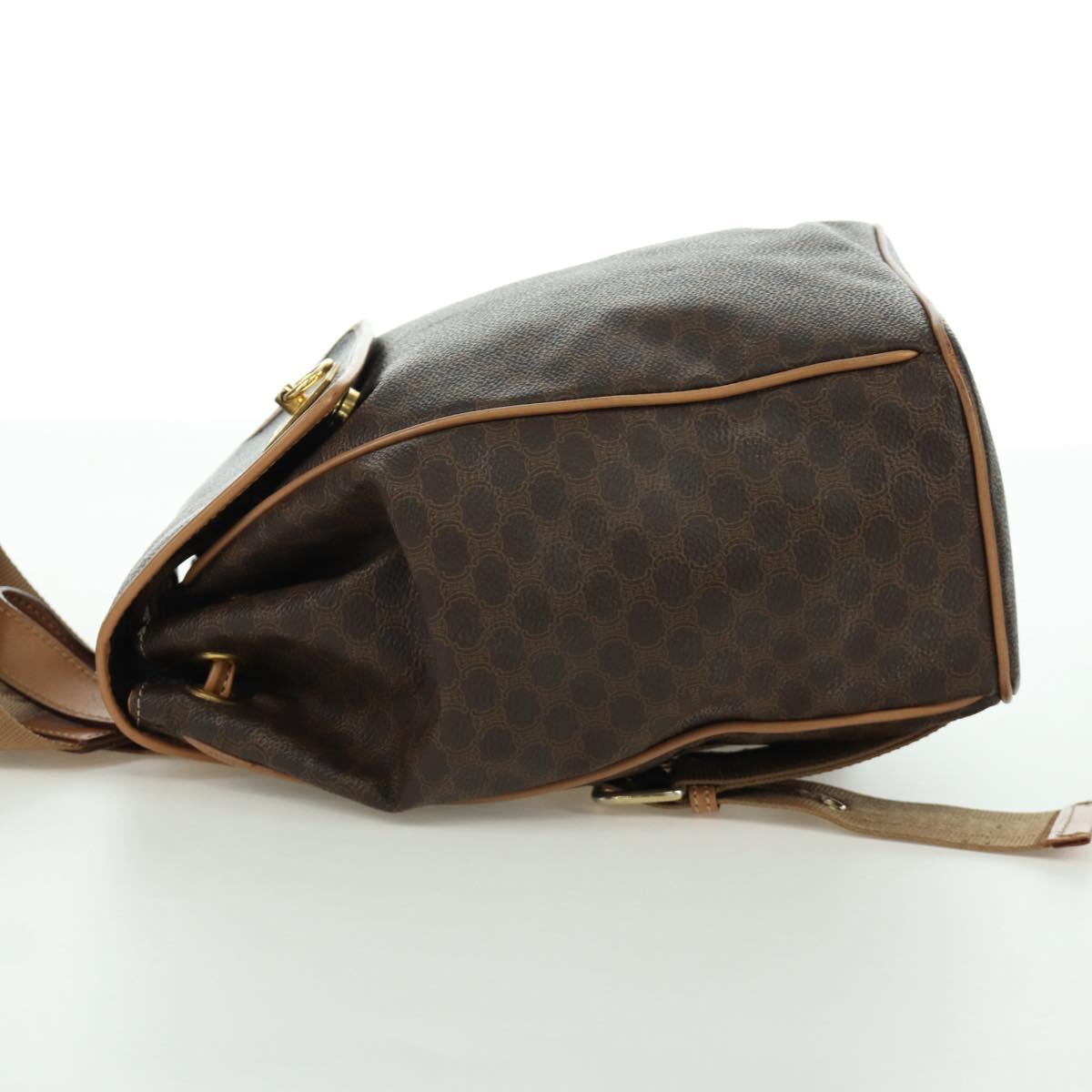 CELINE Macadam Canvas Backpack PVC Leather Brown Gold Auth am11186A - Jerrillo image 3