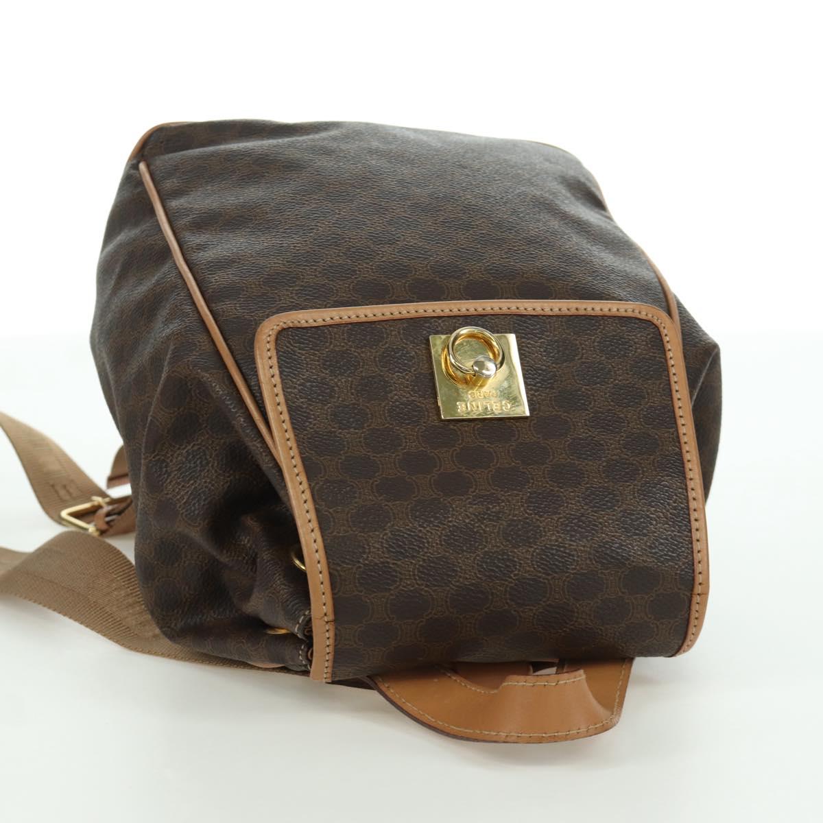 CELINE Macadam Canvas Backpack PVC Leather Brown Gold Auth am11186A - Jerrillo image 6