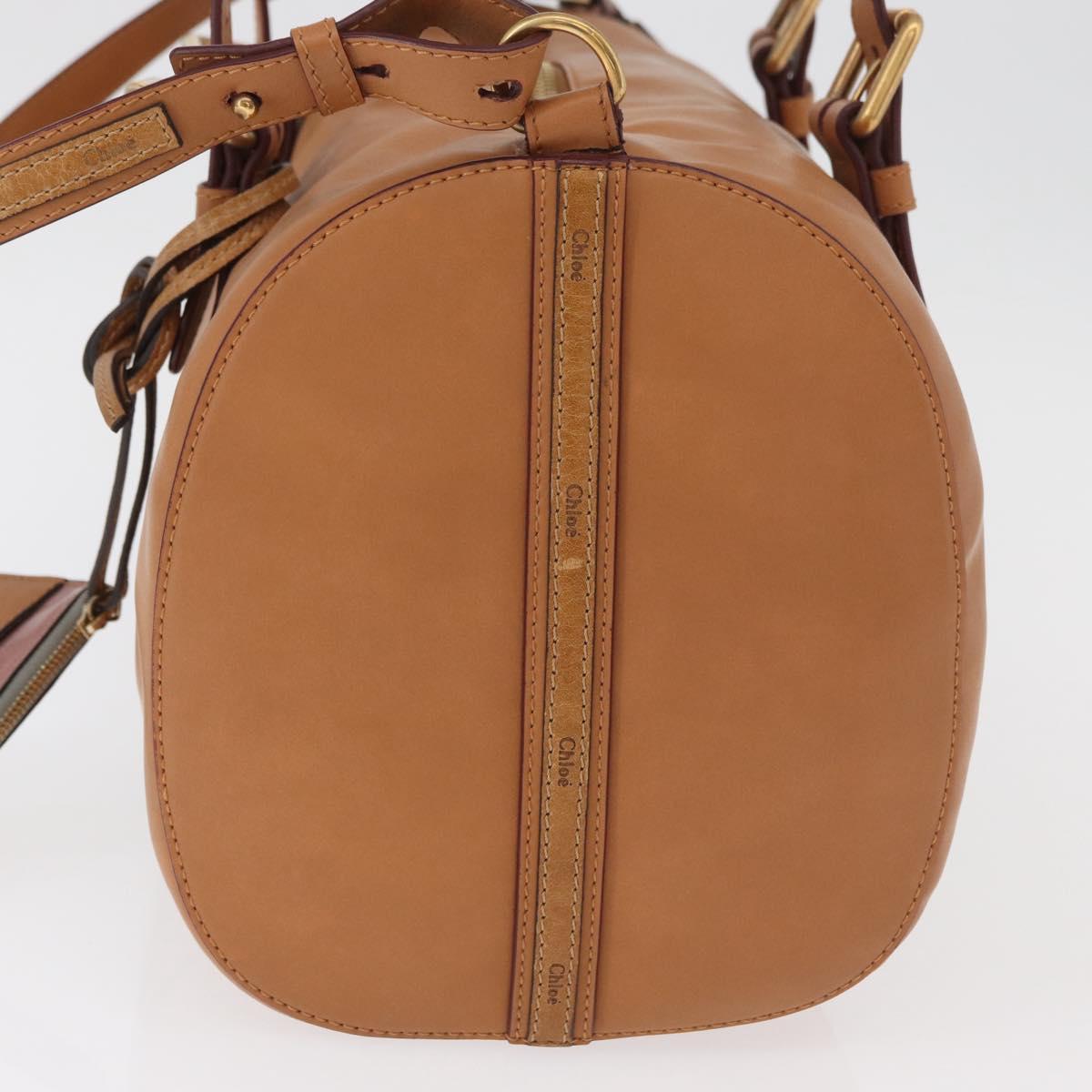 Chloe Sam Mini Boston Bag Leather 2way Beige Gold Auth am11584A - Jerrillo image 4