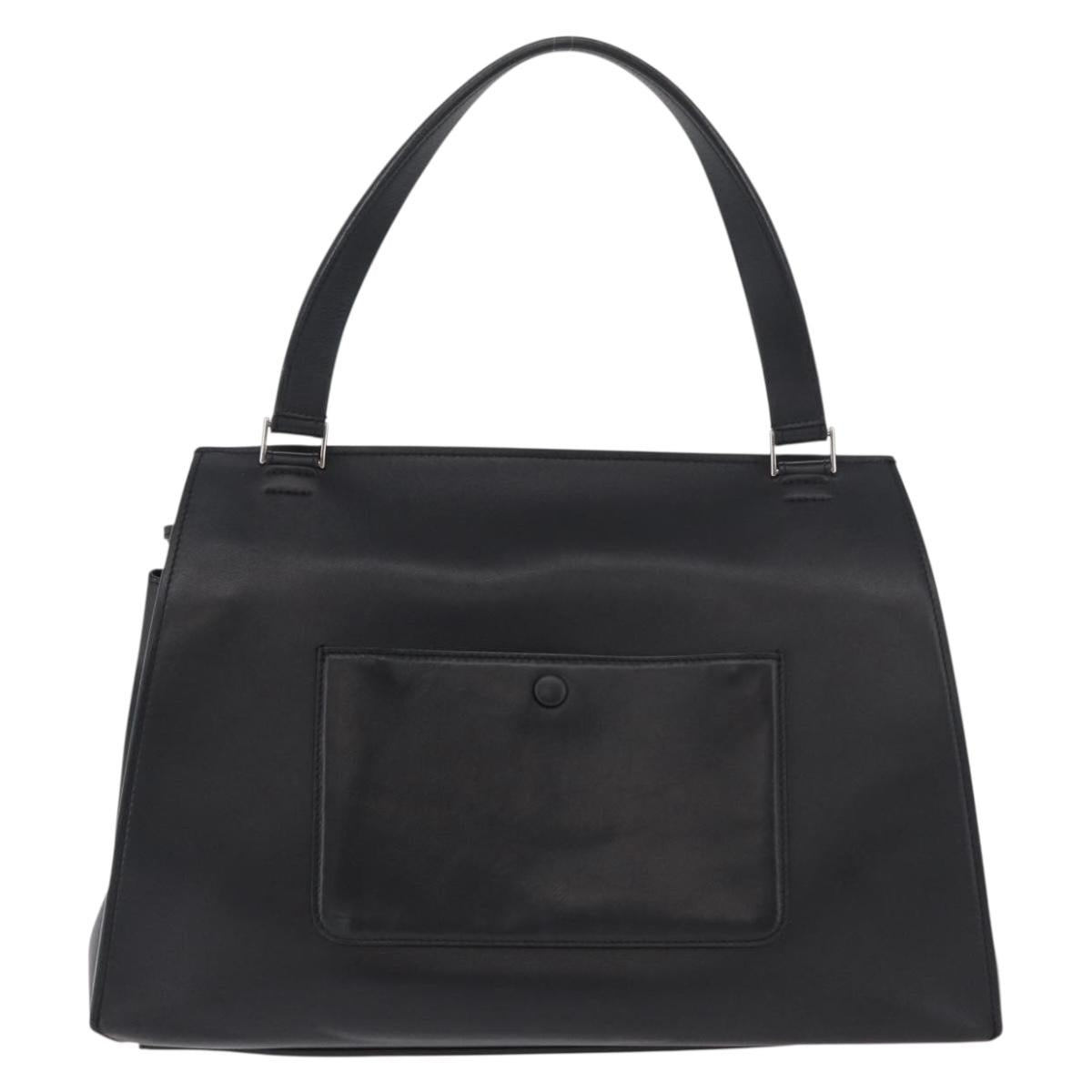 CELINE Edge Hand Bag Leather Beige Black Silver Auth am11657A - Jerrillo image 2
