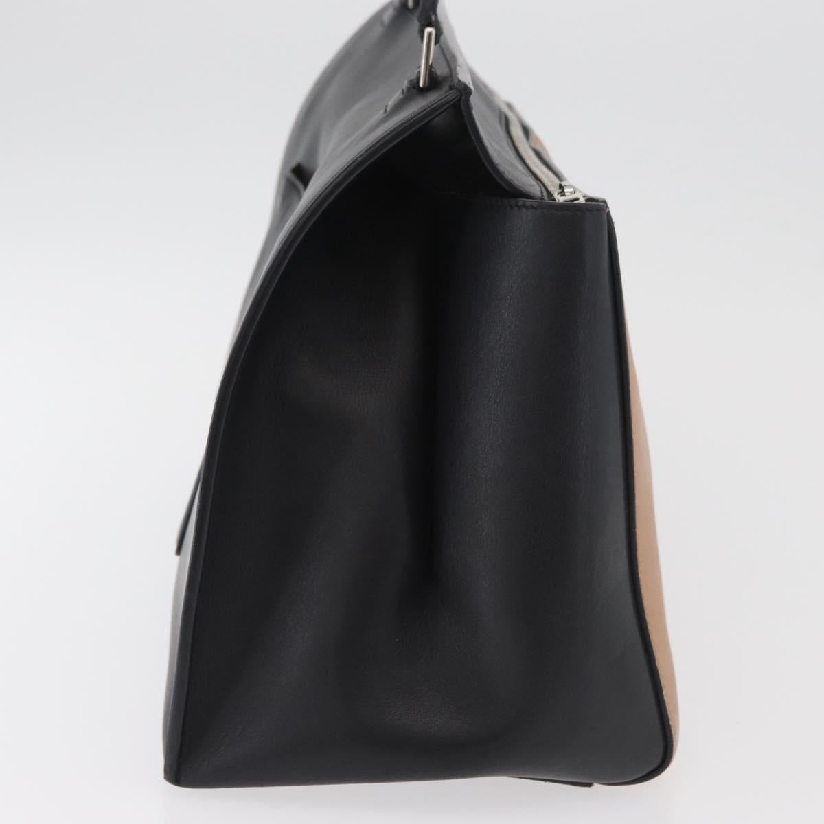 CELINE Edge Hand Bag Leather Beige Black Silver Auth am11657A - Jerrillo image 4