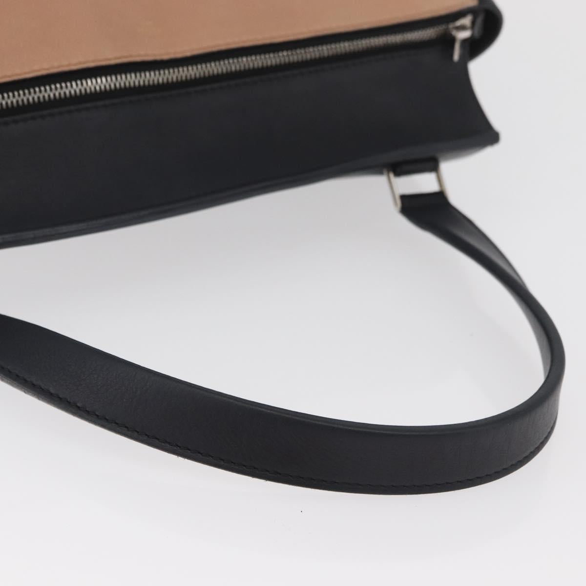 CELINE Edge Hand Bag Leather Beige Black Silver Auth am11657A - Jerrillo image 7