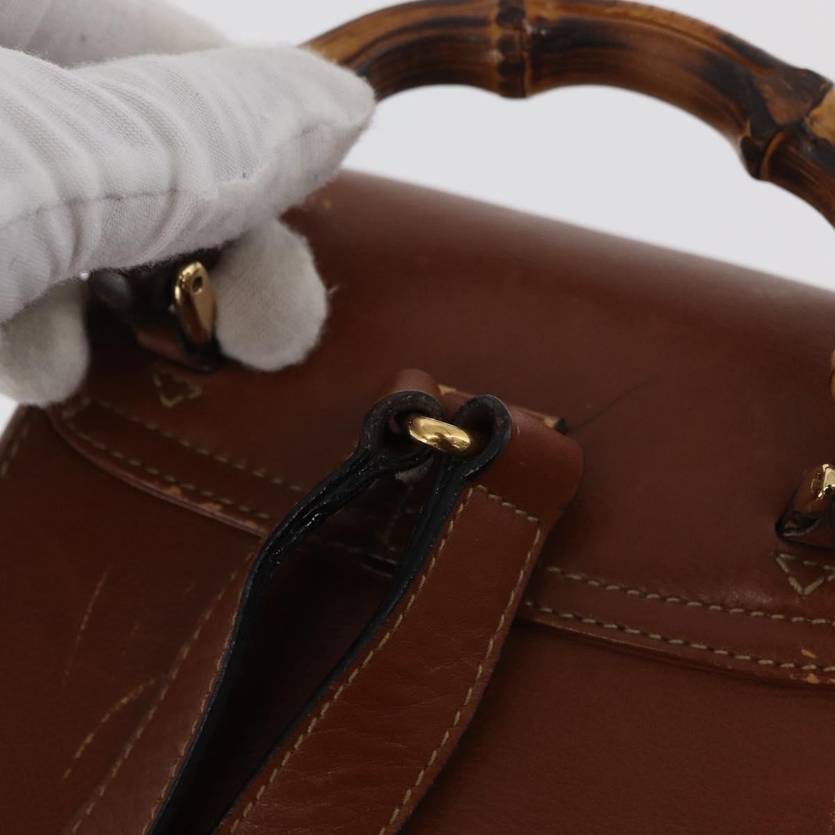GUCCI Bamboo Mini Backpack Leather Outlet Brown Gold 003 1705 0030 Auth am11663A - Jerrillo image 10