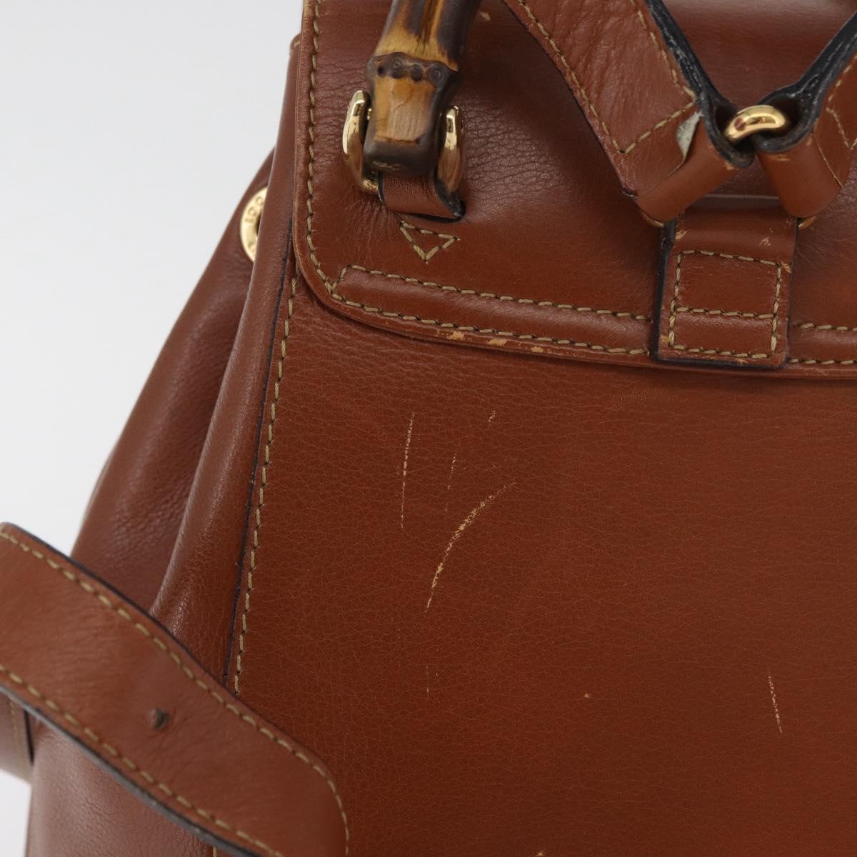 GUCCI Bamboo Mini Backpack Leather Outlet Brown Gold 003 1705 0030 Auth am11663A - Jerrillo image 4
