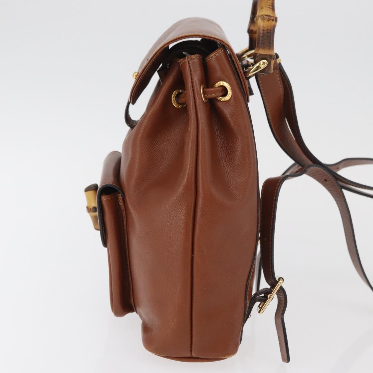 GUCCI Bamboo Mini Backpack Leather Outlet Brown Gold 003 1705 0030 Auth am11663A - Jerrillo image 5