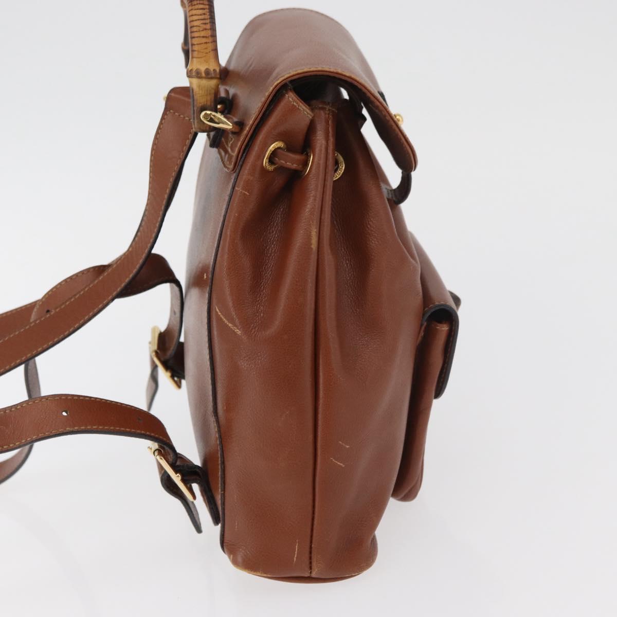 GUCCI Bamboo Mini Backpack Leather Outlet Brown Gold 003 1705 0030 Auth am11663A - Jerrillo image 6