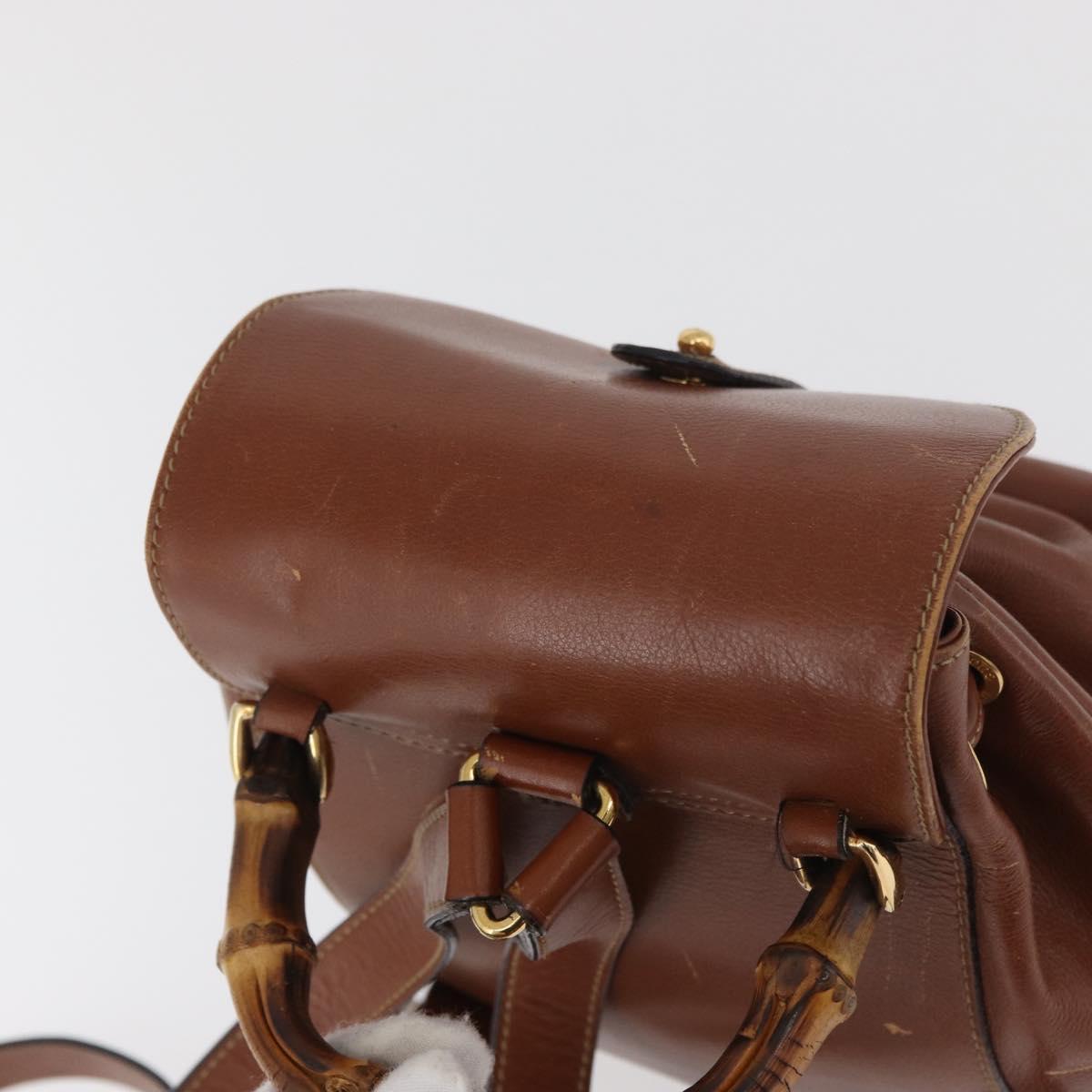 GUCCI Bamboo Mini Backpack Leather Outlet Brown Gold 003 1705 0030 Auth am11663A - Jerrillo image 7