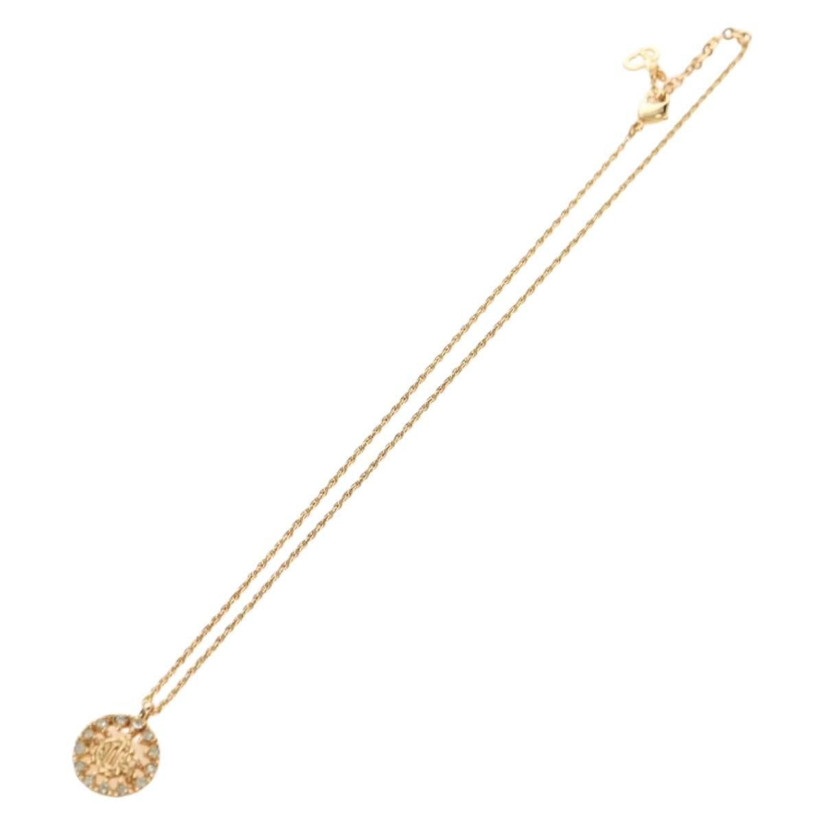 Christian Dior DIOR Logo Rhinestone Necklace metal Gold Auth am11748V - Jerrillo image 2