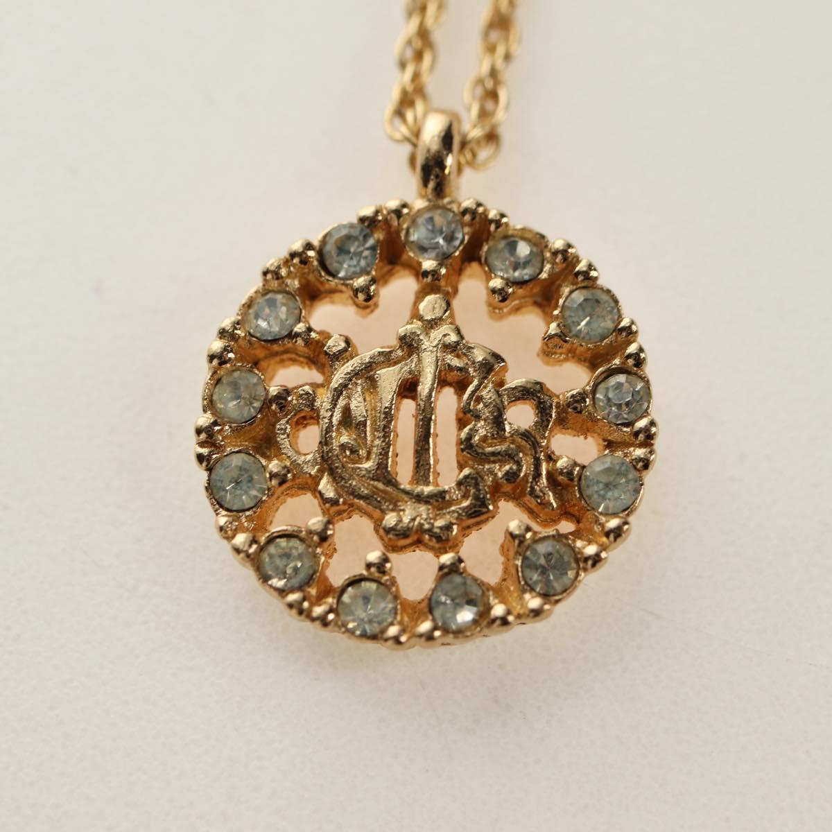 Christian Dior DIOR Logo Rhinestone Necklace metal Gold Auth am11748V - Jerrillo image 3