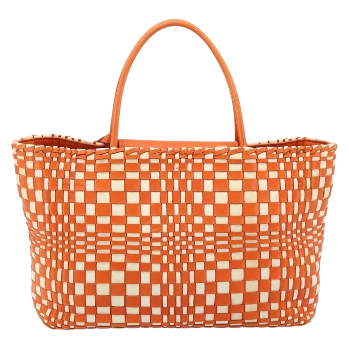 BOTTEGA VENETA INTRECCIATO Tote Bag Leather Orange Silver Auth am11786A - Jerrillo image 2