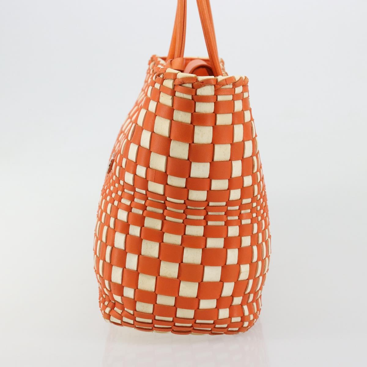 BOTTEGA VENETA INTRECCIATO Tote Bag Leather Orange Silver Auth am11786A - Jerrillo image 3