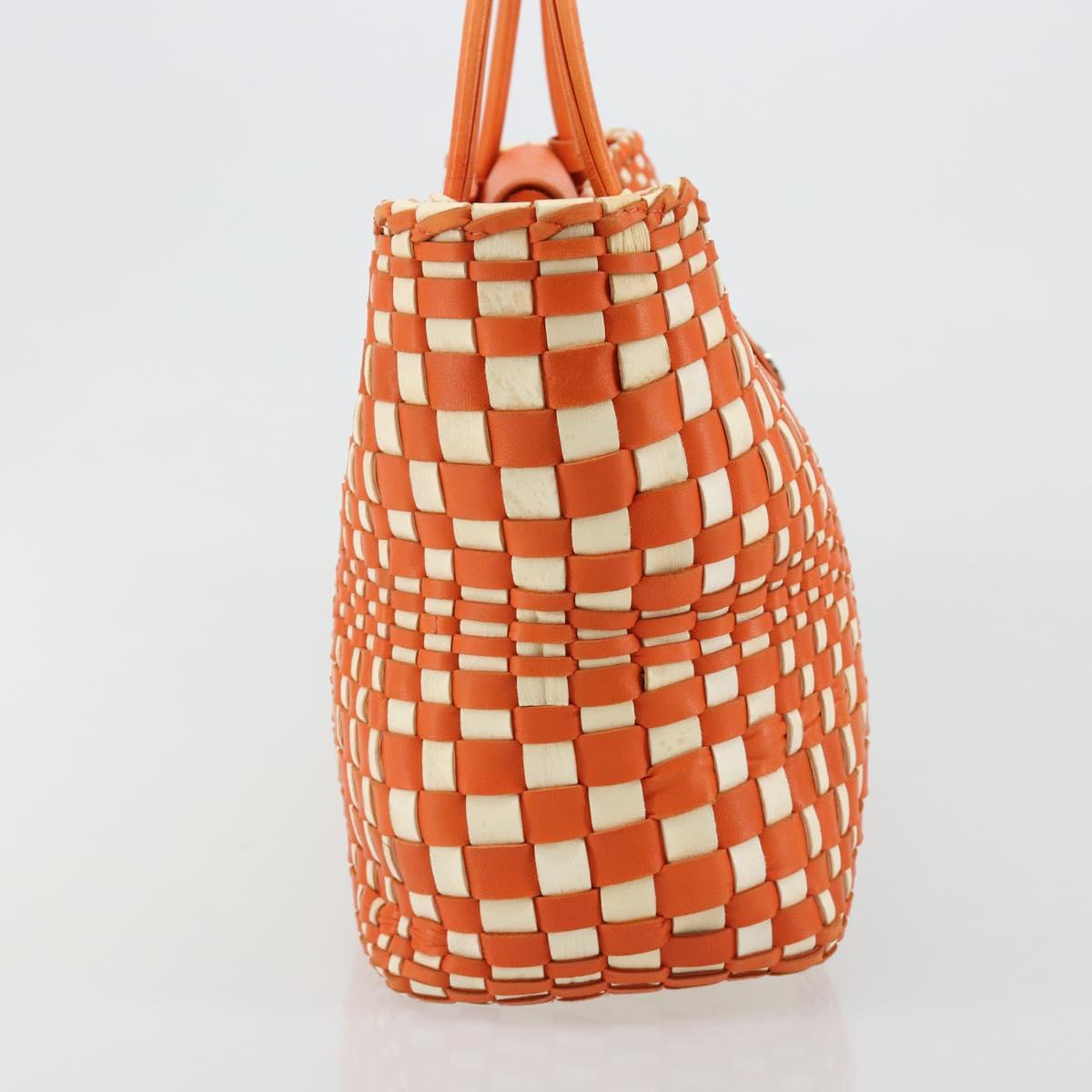 BOTTEGA VENETA INTRECCIATO Tote Bag Leather Orange Silver Auth am11786A - Jerrillo image 4