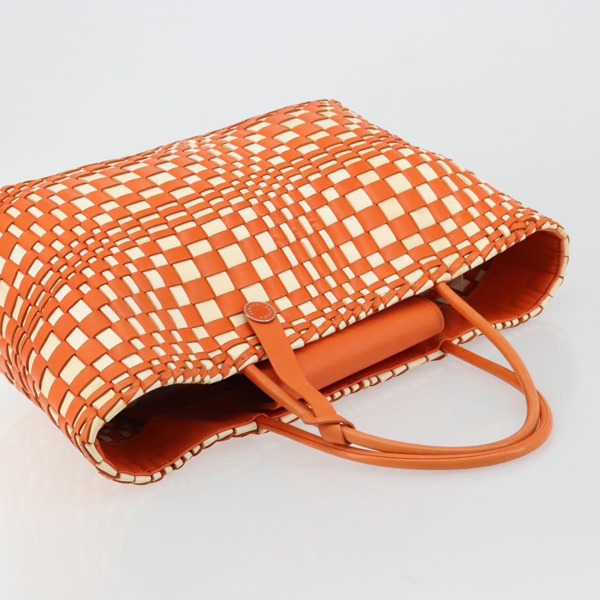 BOTTEGA VENETA INTRECCIATO Tote Bag Leather Orange Silver Auth am11786A - Jerrillo image 6