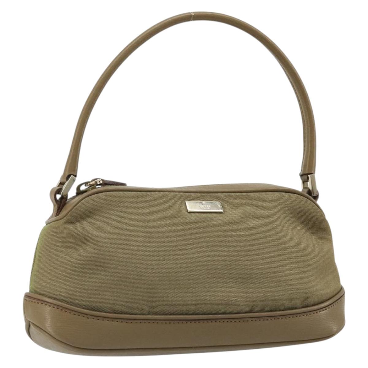 GUCCI Hand Bag Canvas Leather Beige Gold Auth am11836A - Jerrillo