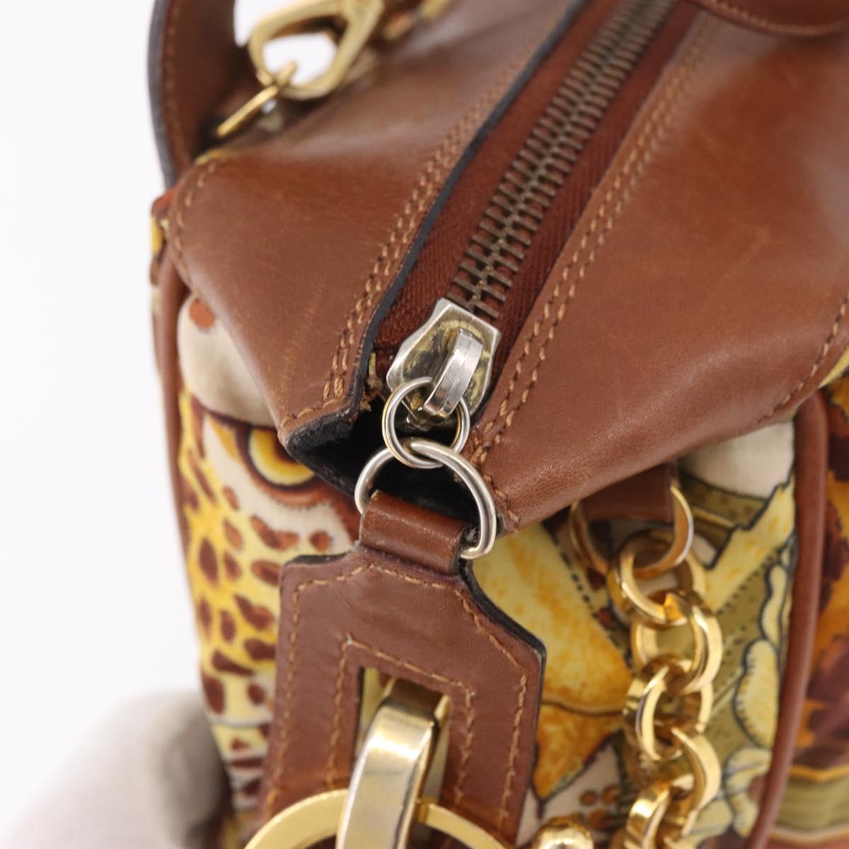 Salvatore Ferragamo Hand Bag Canvas Leather 2way Brown Gold Auth am11858A - Jerrillo image 10