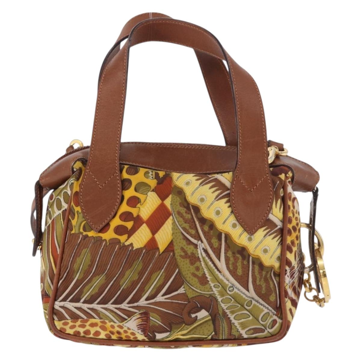 Salvatore Ferragamo Hand Bag Canvas Leather 2way Brown Gold Auth am11858A - Jerrillo image 2
