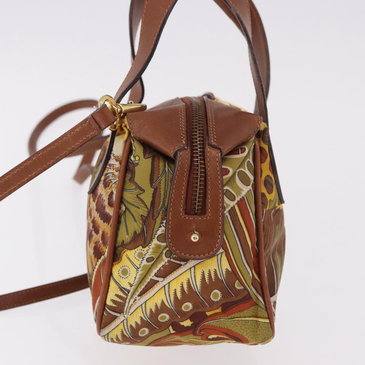 Salvatore Ferragamo Hand Bag Canvas Leather 2way Brown Gold Auth am11858A - Jerrillo image 3