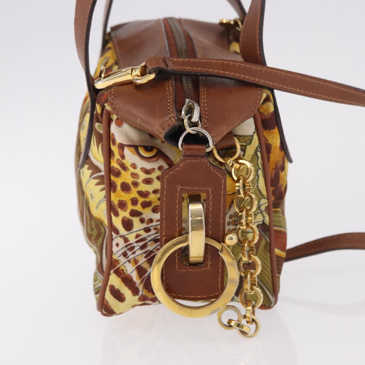 Salvatore Ferragamo Hand Bag Canvas Leather 2way Brown Gold Auth am11858A - Jerrillo image 4