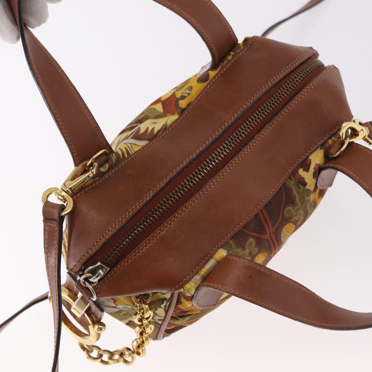 Salvatore Ferragamo Hand Bag Canvas Leather 2way Brown Gold Auth am11858A - Jerrillo image 6