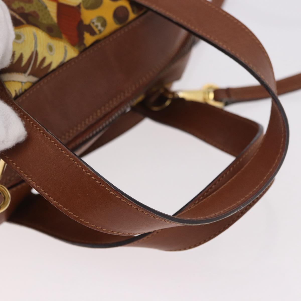 Salvatore Ferragamo Hand Bag Canvas Leather 2way Brown Gold Auth am11858A - Jerrillo image 7
