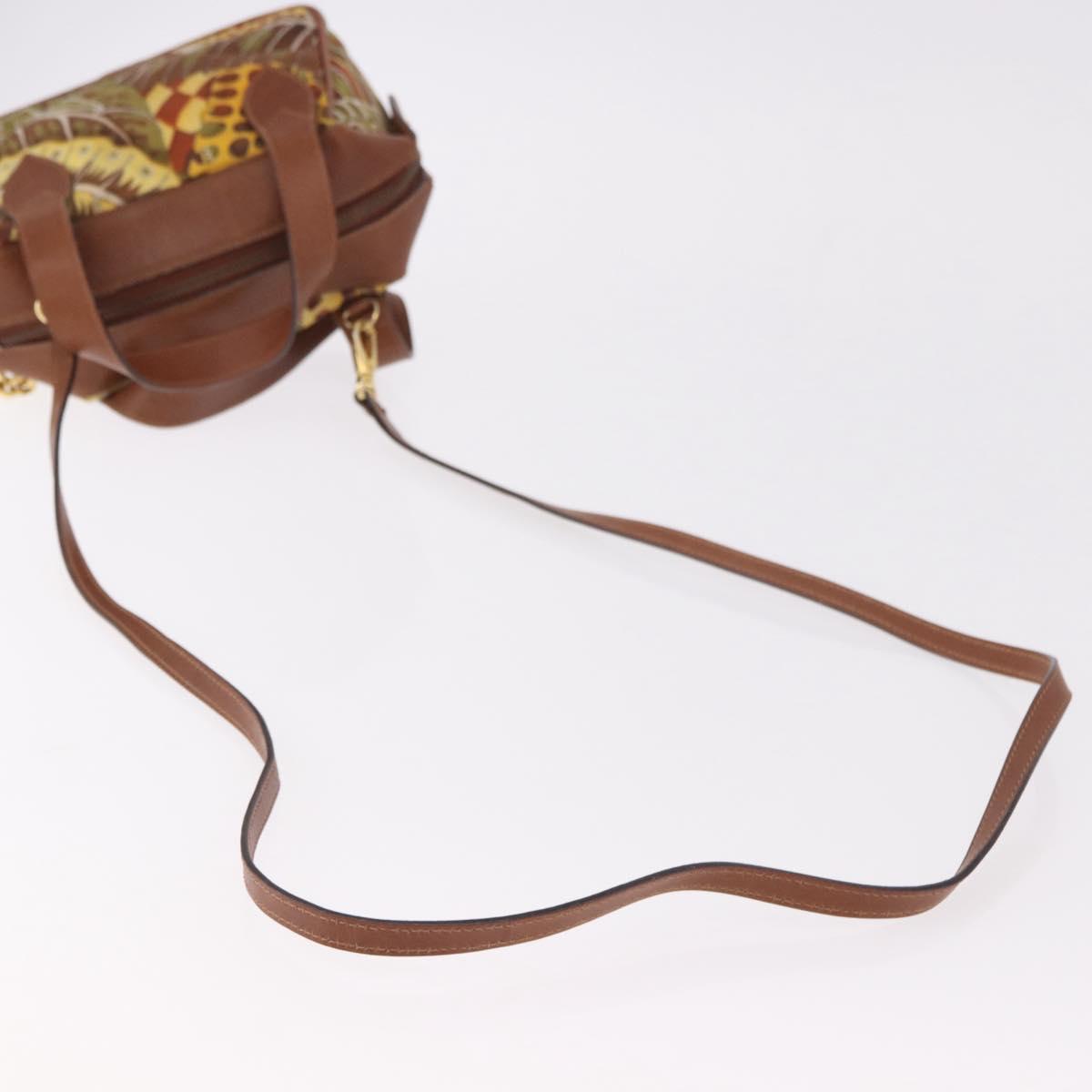 Salvatore Ferragamo Hand Bag Canvas Leather 2way Brown Gold Auth am11858A - Jerrillo image 9