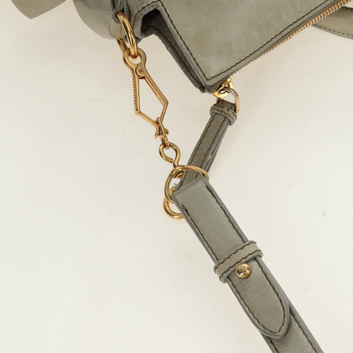 Miu Miu Side Ribbon Hand Bag Leather 2way Gray Gold Auth am11892V - Jerrillo image 10