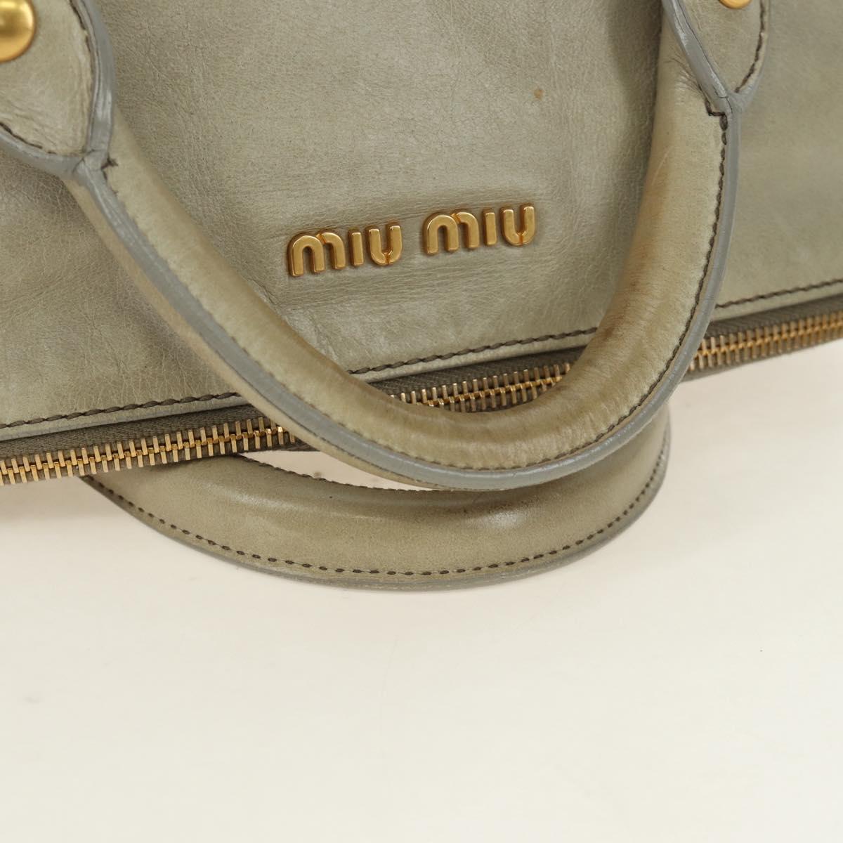Miu Miu Side Ribbon Hand Bag Leather 2way Gray Gold Auth am11892V - Jerrillo image 7