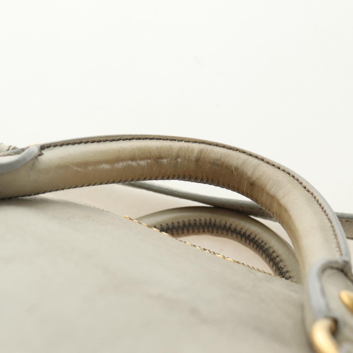 Miu Miu Side Ribbon Hand Bag Leather 2way Gray Gold Auth am11892V - Jerrillo image 8