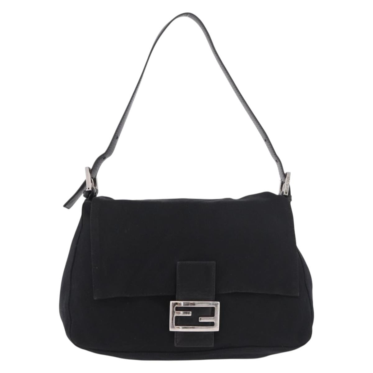 FENDI Mamma Baguette GM Shoulder Bag Cotton Jersey Black Silver Auth am11919 - Jerrillo image 2