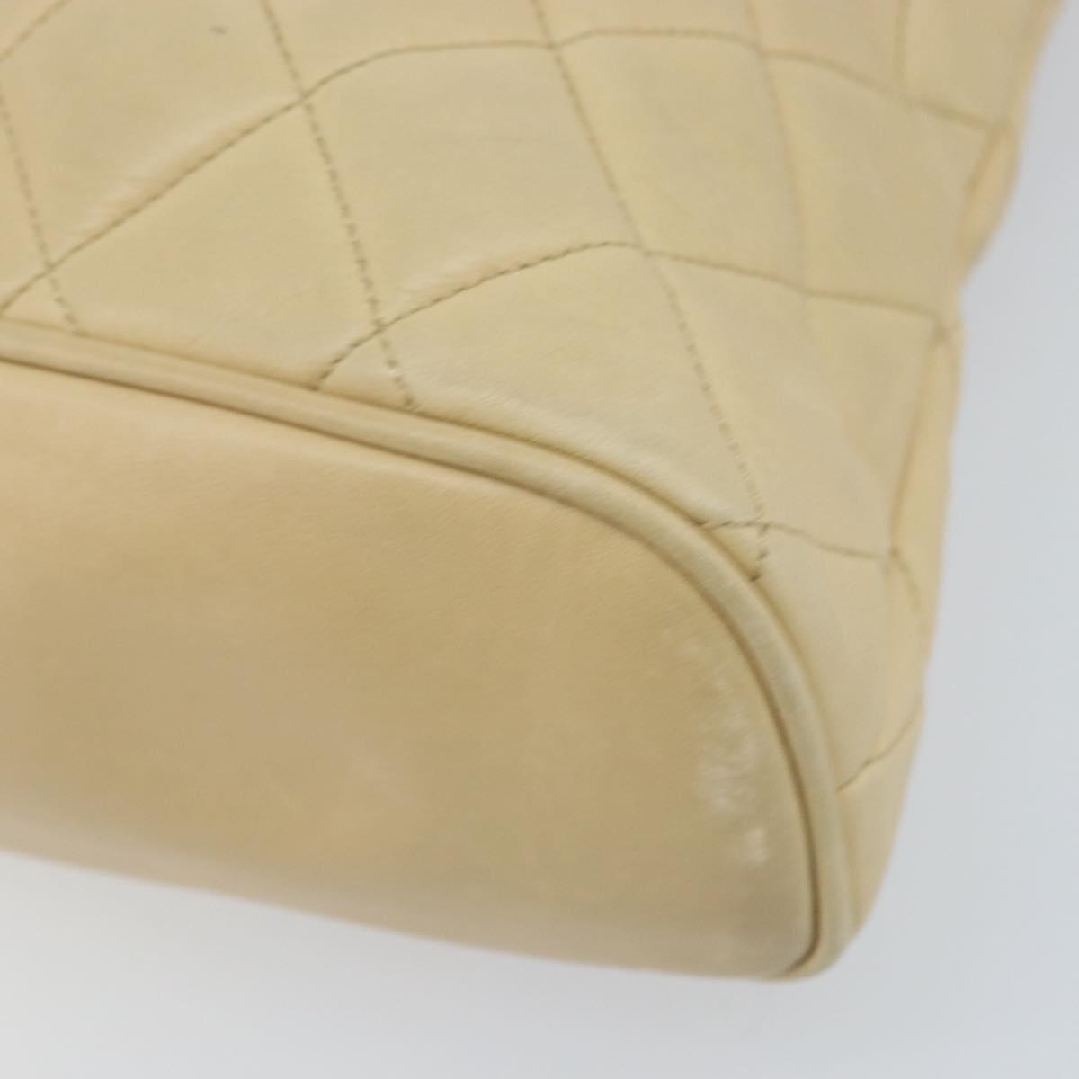CHANEL Matelasse Chain Shoulder Tote Bag Lamb Skin Beige Gold CC Auth ARZ444 - Jerrillo image 9