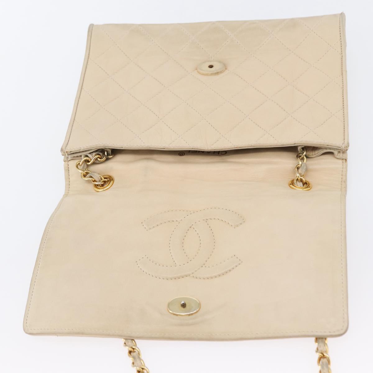 CHANEL Matelasse Chain Shoulder Bag Lamb Skin Beige Gold CC Auth BA10672 - Jerrillo image 9