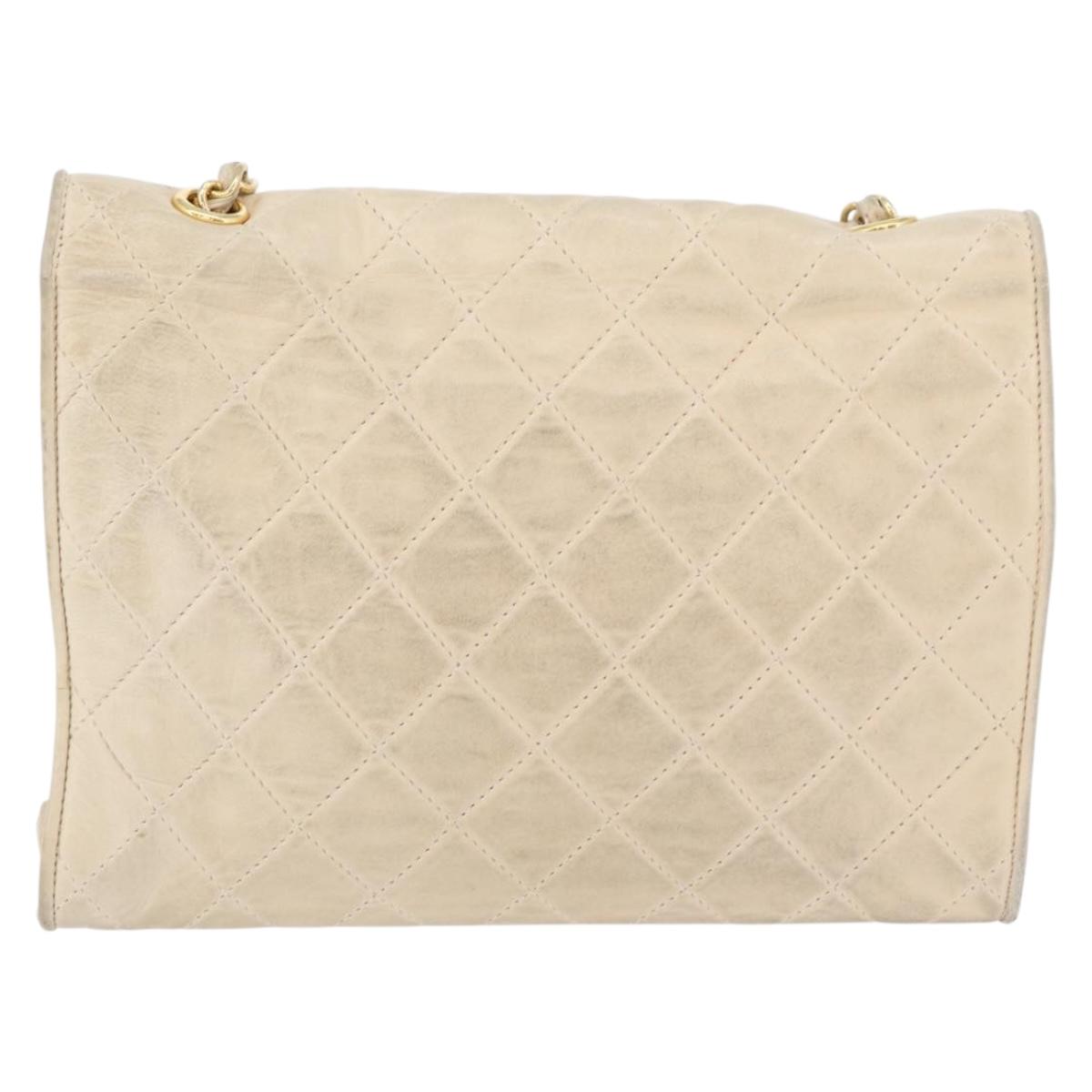 CHANEL Matelasse Chain Shoulder Bag Lamb Skin Beige Gold CC Auth BA10672 - Jerrillo image 2