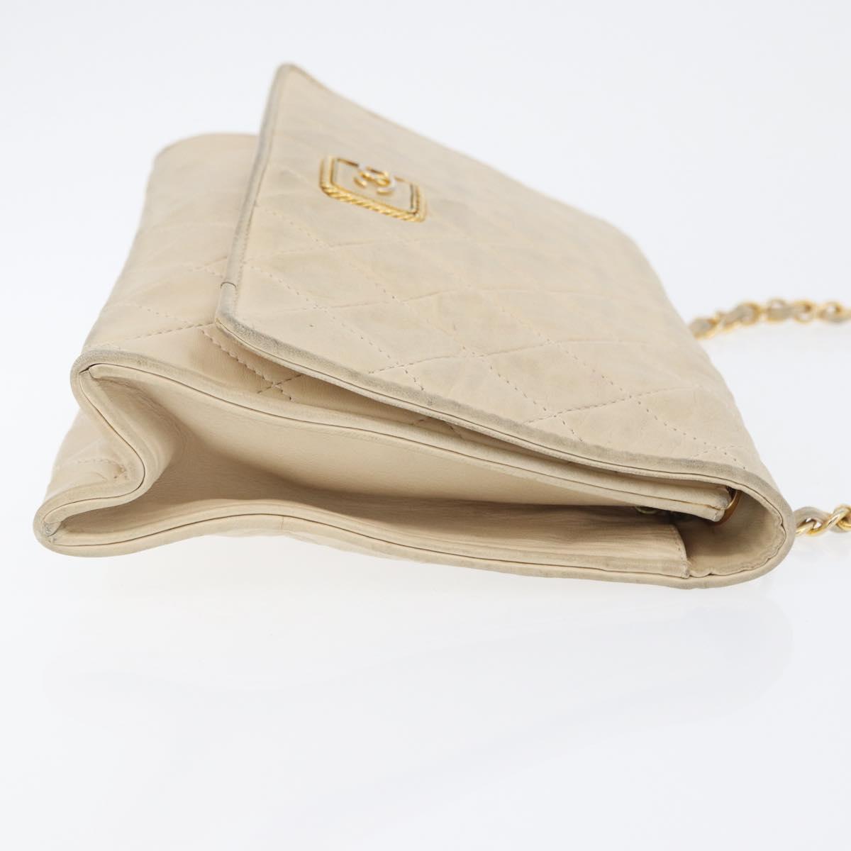 CHANEL Matelasse Chain Shoulder Bag Lamb Skin Beige Gold CC Auth BA10672 - Jerrillo image 3