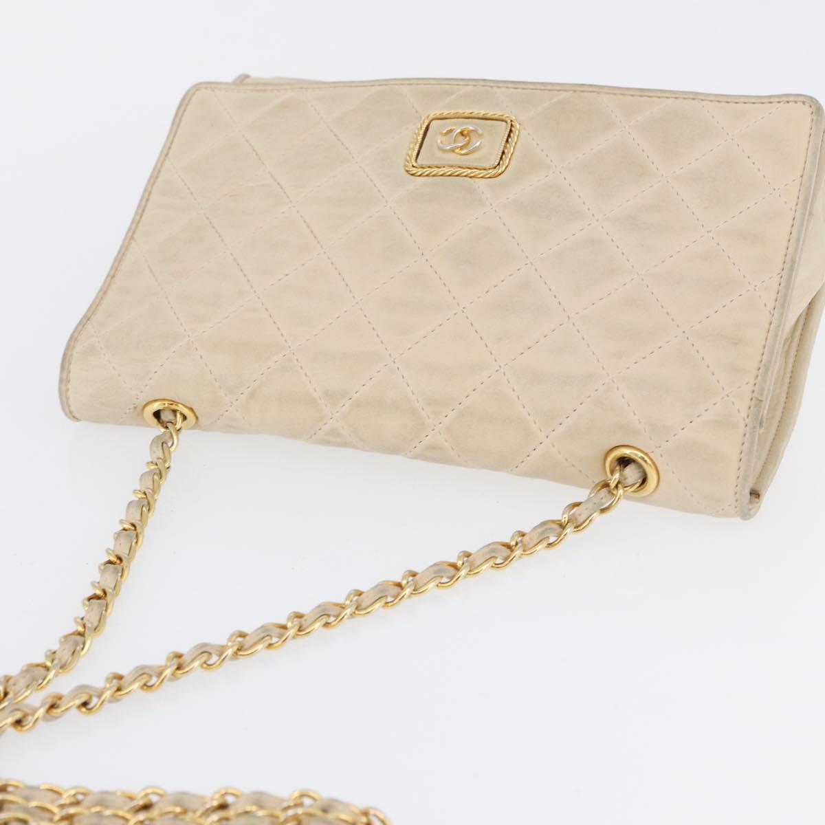 CHANEL Matelasse Chain Shoulder Bag Lamb Skin Beige Gold CC Auth BA10672 - Jerrillo image 6