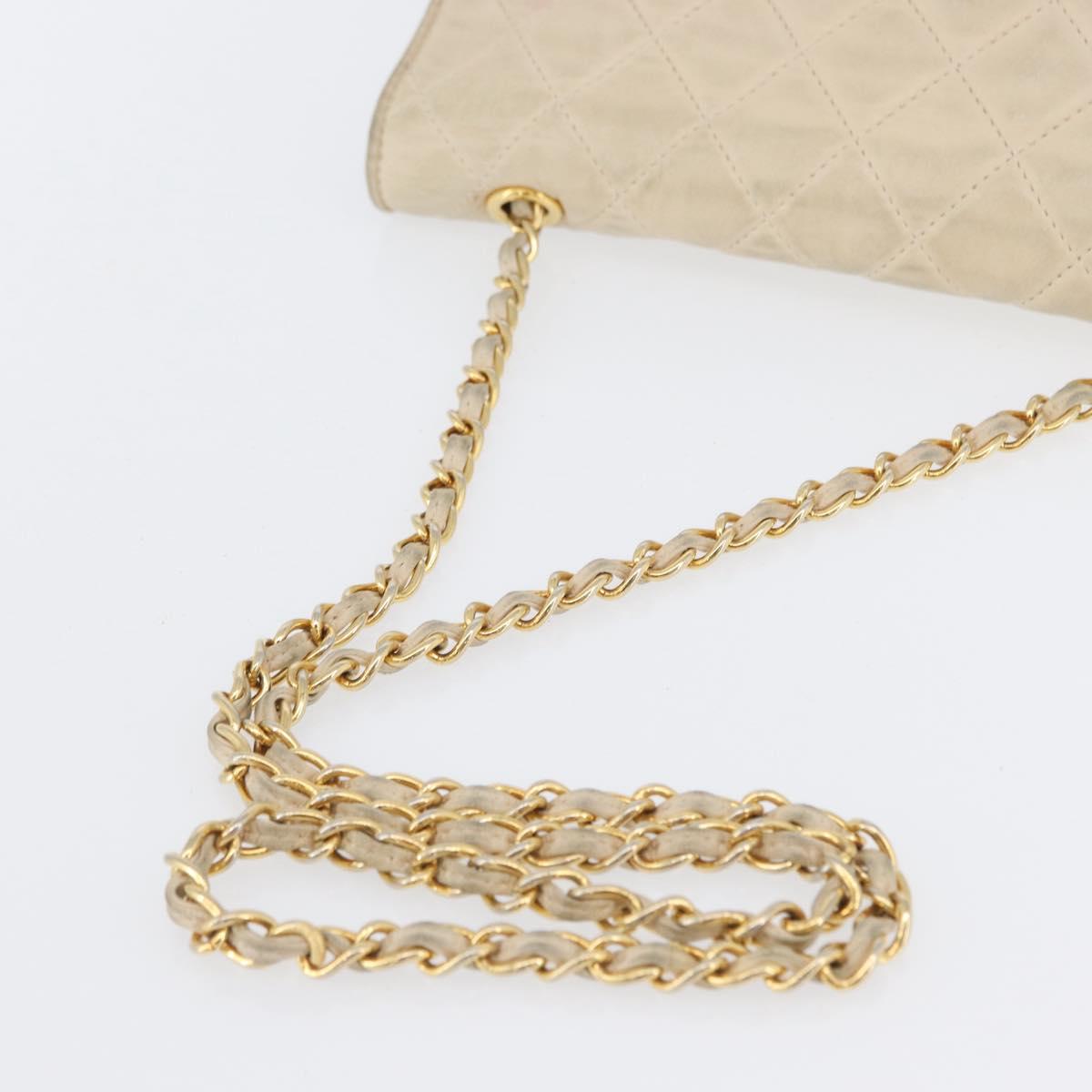 CHANEL Matelasse Chain Shoulder Bag Lamb Skin Beige Gold CC Auth BA10672 - Jerrillo image 7