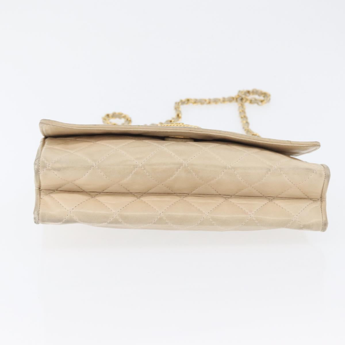 CHANEL Matelasse Chain Shoulder Bag Lamb Skin Beige Gold CC Auth BA10672 - Jerrillo image 5
