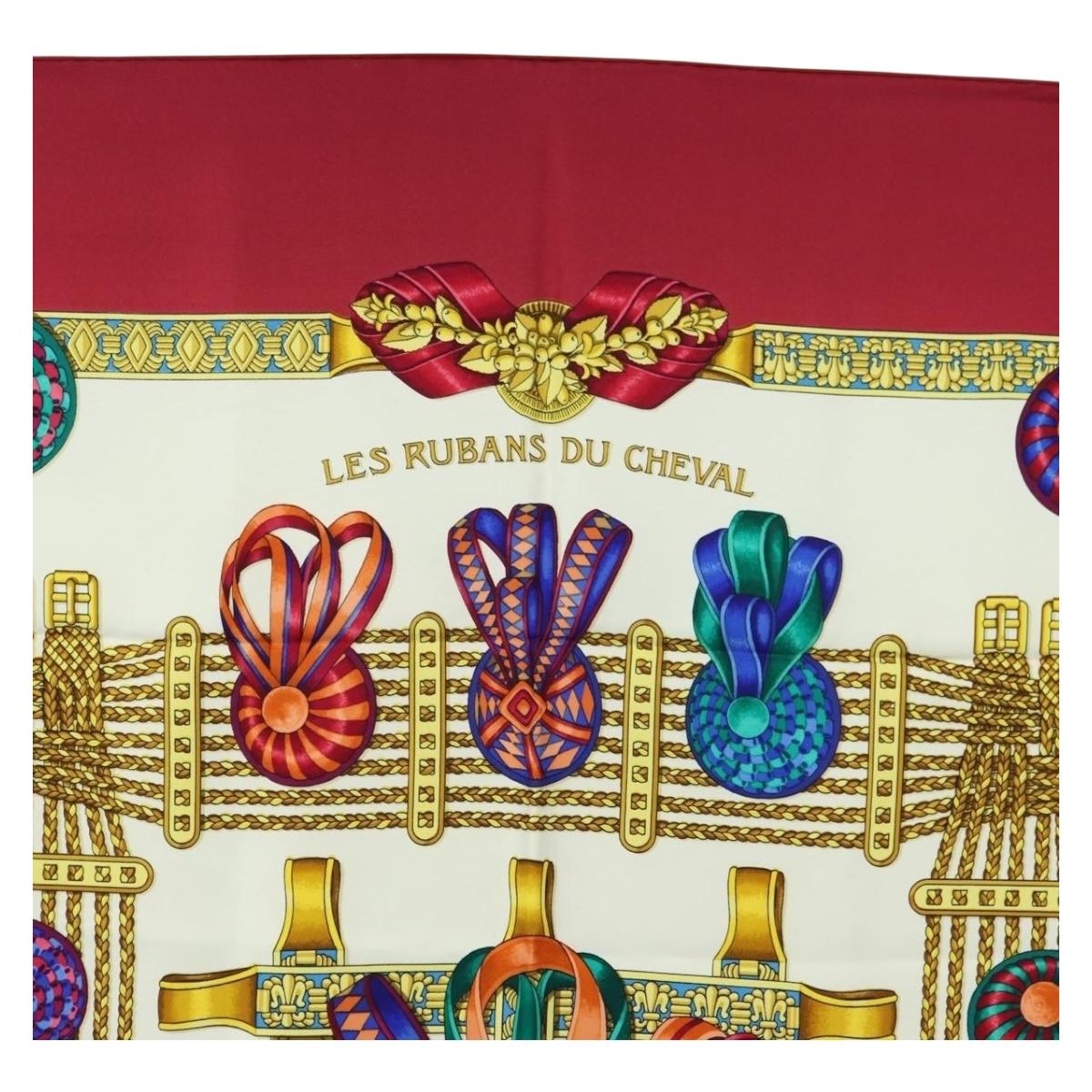 HERMES Carre 90 Scarf "LES RUBANS DU CHEVAL" Silk Multicolor Auth BA12984V - Jerrillo image 3