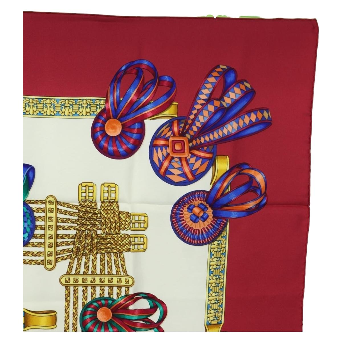 HERMES Carre 90 Scarf "LES RUBANS DU CHEVAL" Silk Multicolor Auth BA12984V - Jerrillo image 4