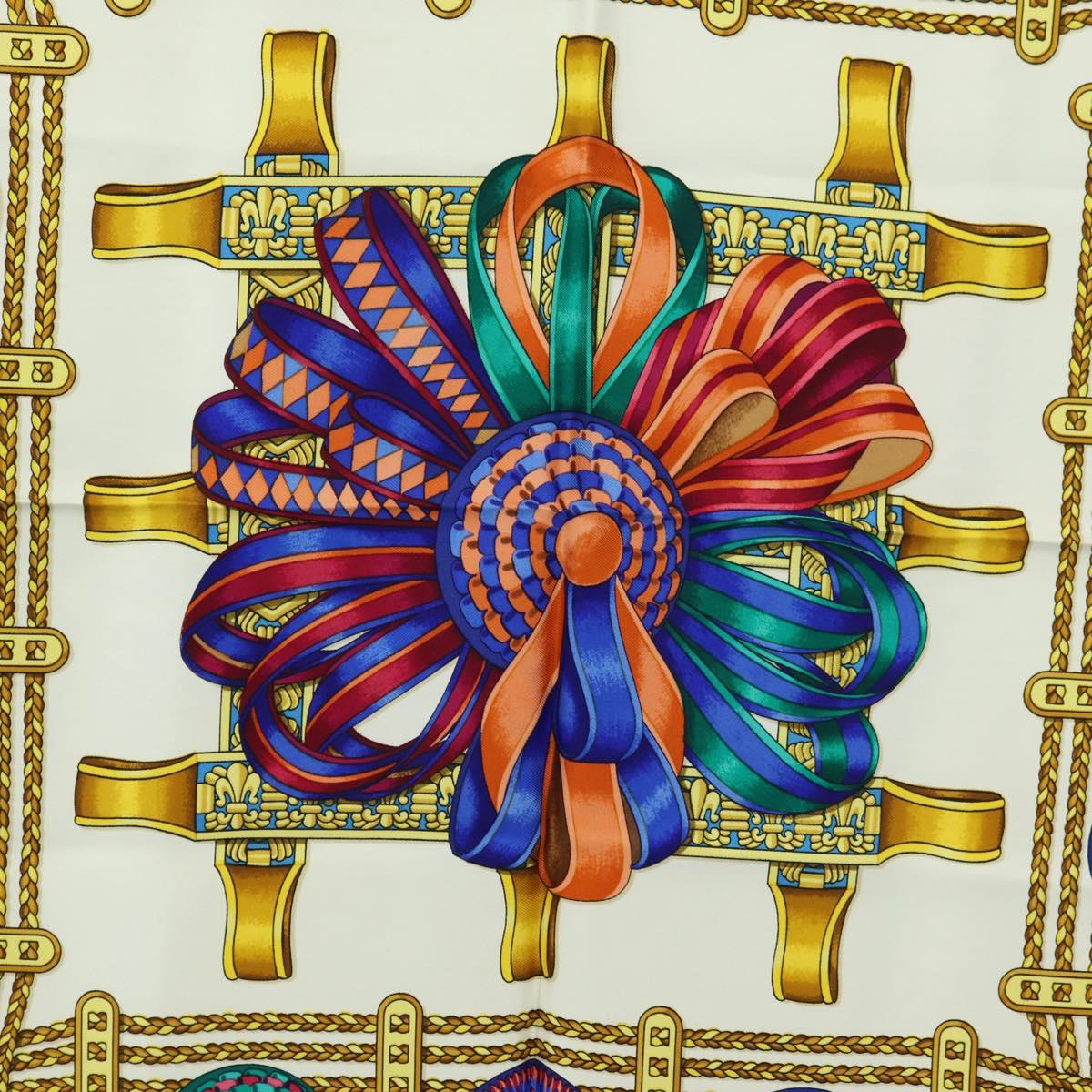 HERMES Carre 90 Scarf "LES RUBANS DU CHEVAL" Silk Multicolor Auth BA12984V - Jerrillo image 6