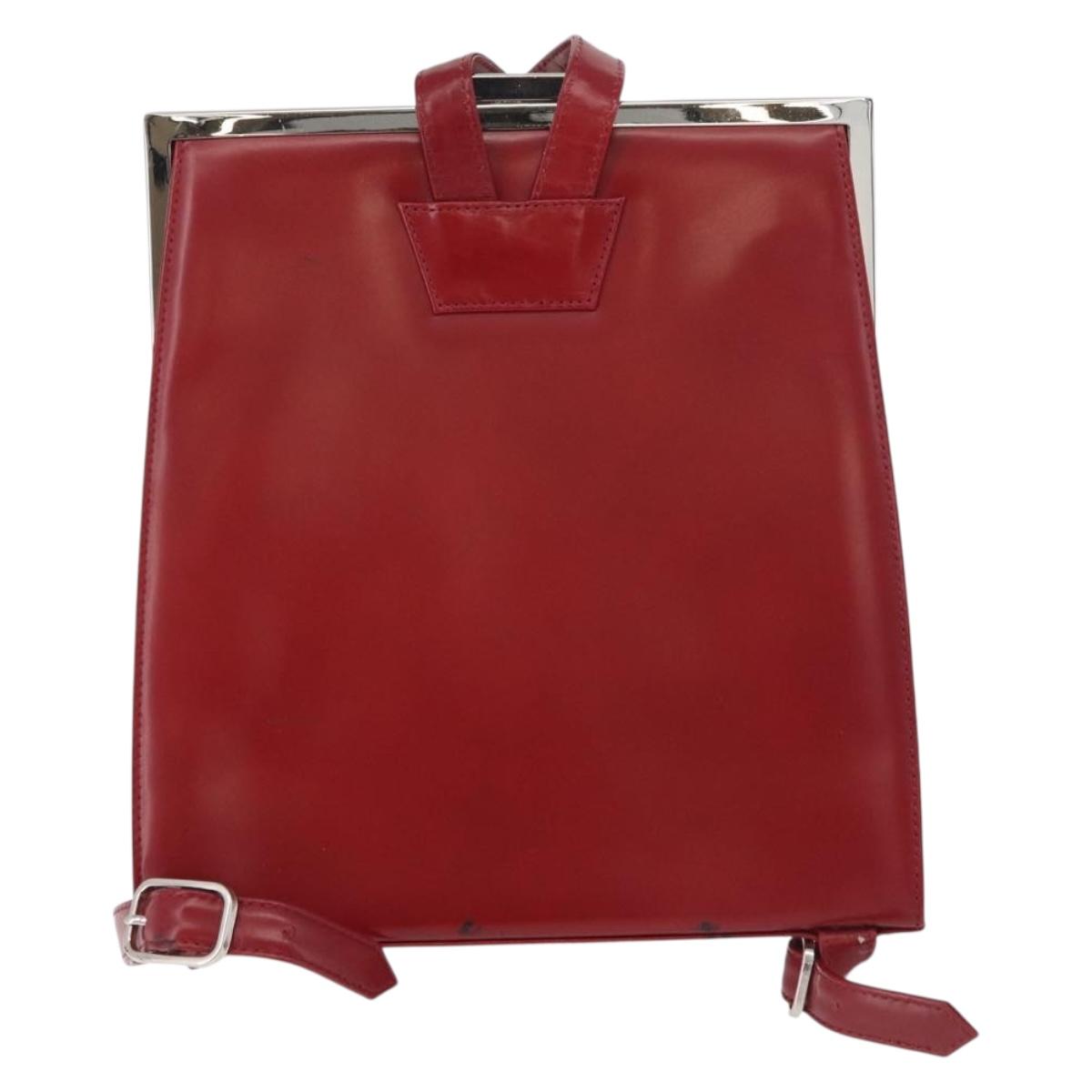 SAINT LAURENT Backpack Leather Red Silver Auth BA13087 - Jerrillo image 3
