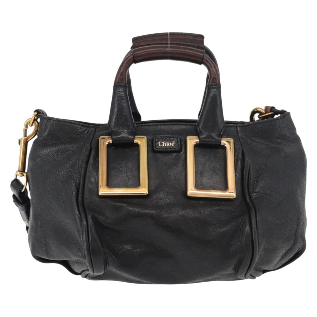 Chloe Etel Hand Bag Leather 2way Black Gold Auth BA13103 - Jerrillo image 2