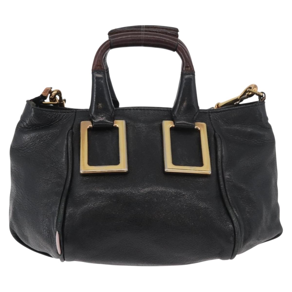 Chloe Etel Hand Bag Leather 2way Black Gold Auth BA13103 - Jerrillo image 3