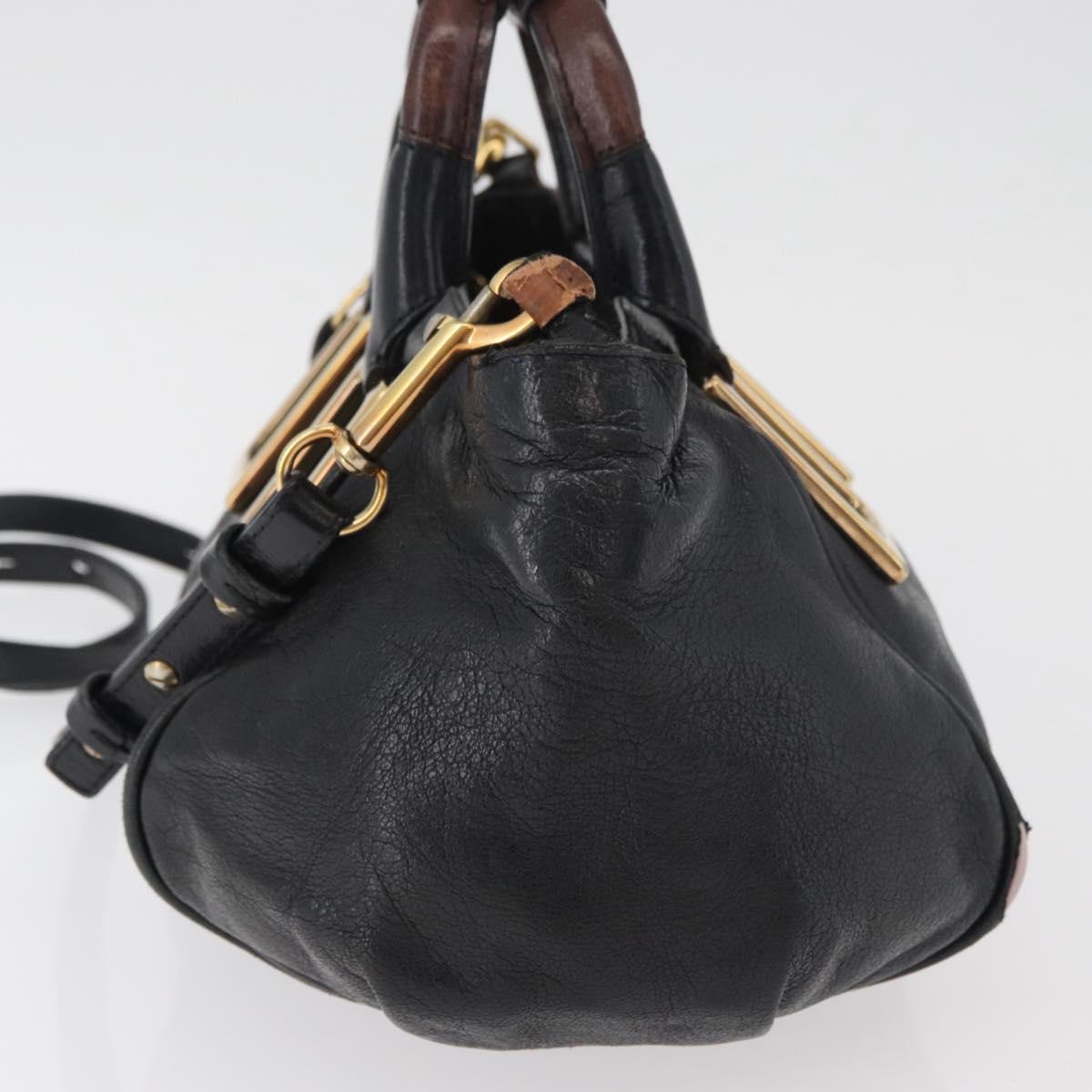 Chloe Etel Hand Bag Leather 2way Black Gold Auth BA13103 - Jerrillo image 4