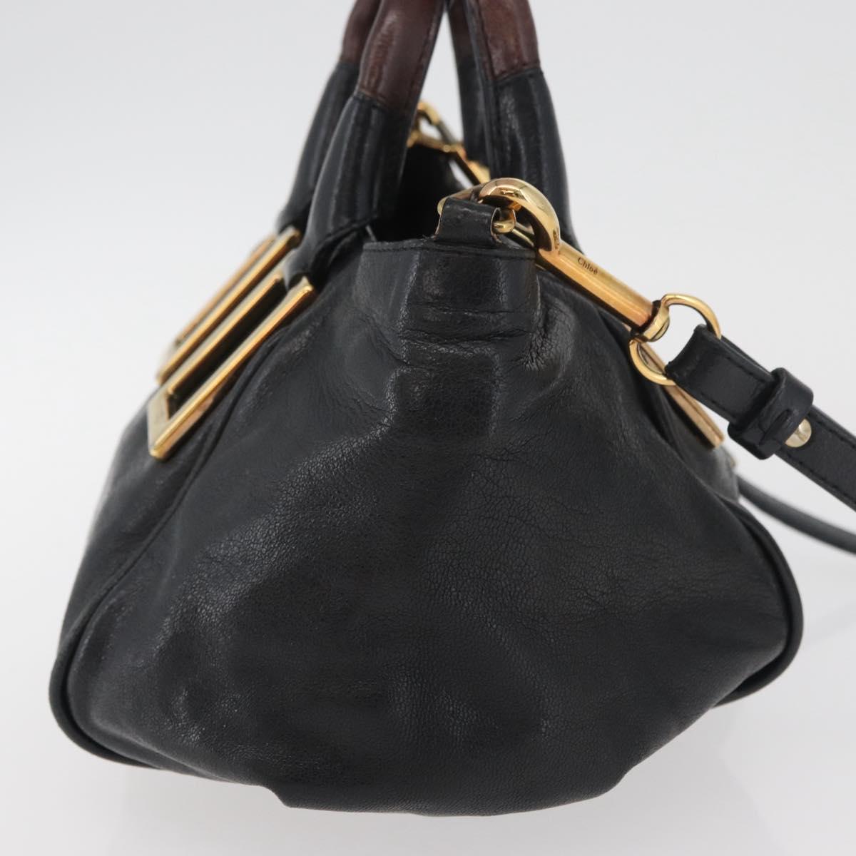 Chloe Etel Hand Bag Leather 2way Black Gold Auth BA13103 - Jerrillo image 5
