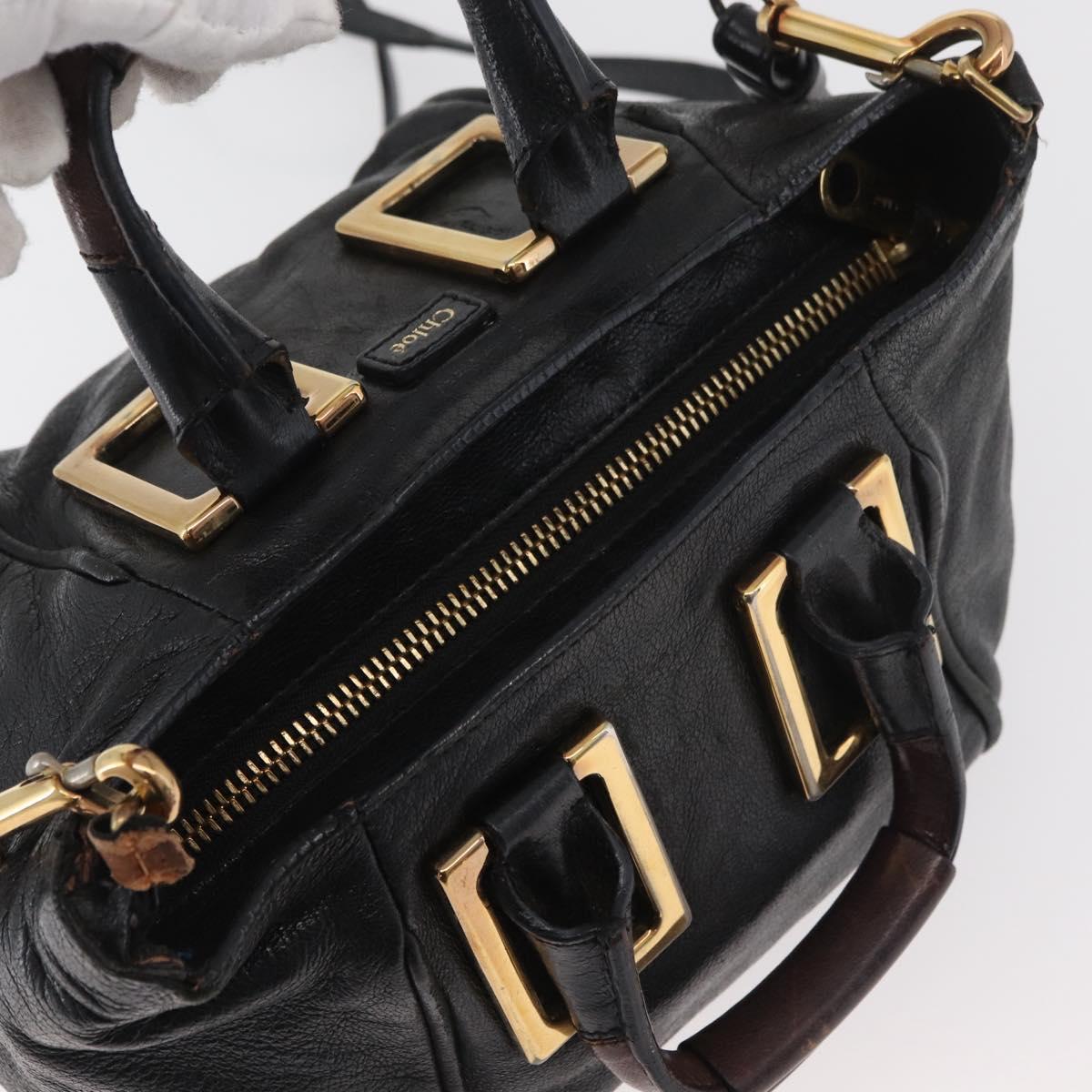 Chloe Etel Hand Bag Leather 2way Black Gold Auth BA13103 - Jerrillo image 6