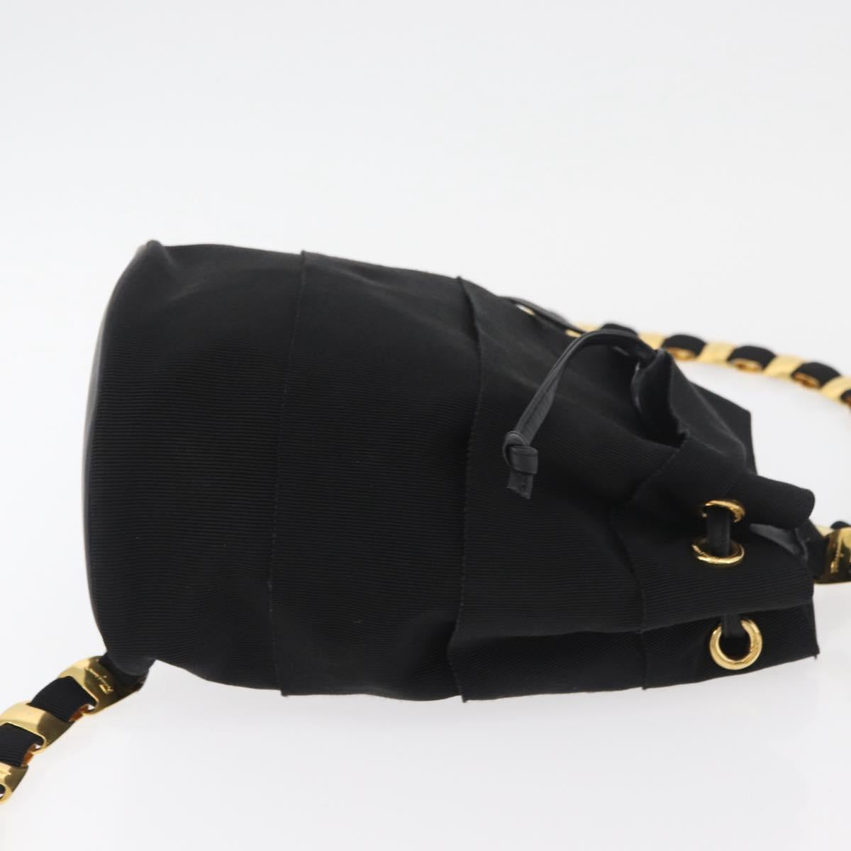 Salvatore Ferragamo Vala Chain Backpack Canvas Black Gold Auth BA13178 - Jerrillo image 4