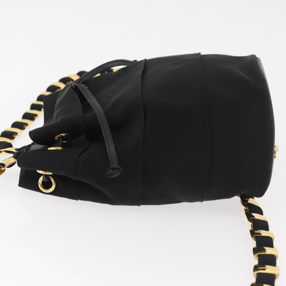 Salvatore Ferragamo Vala Chain Backpack Canvas Black Gold Auth BA13178 - Jerrillo image 5