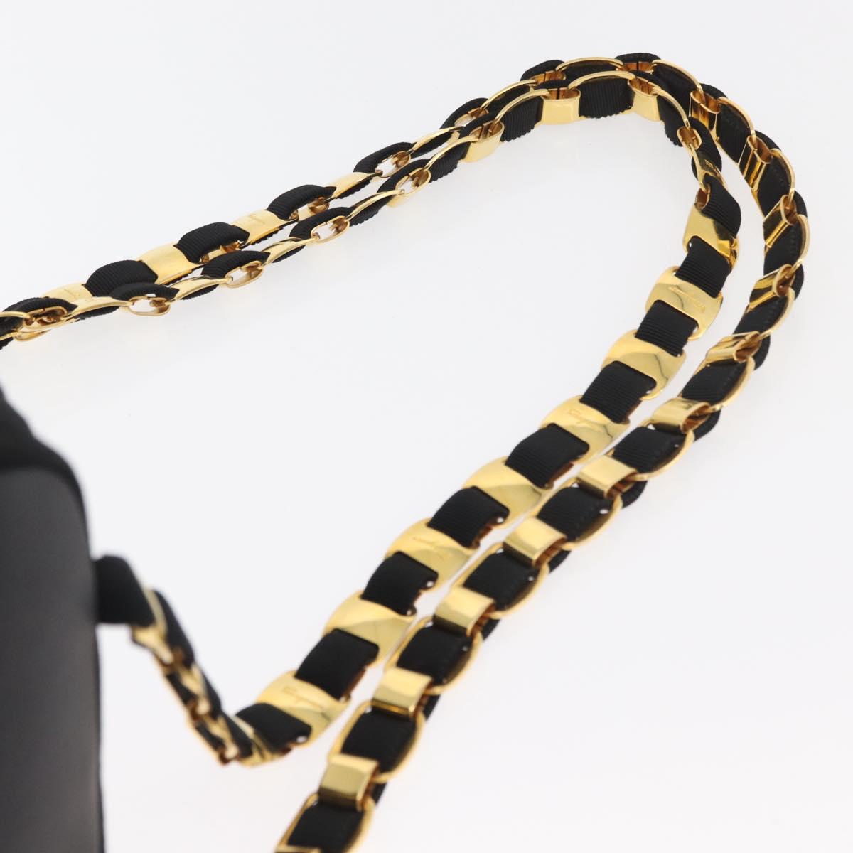 Salvatore Ferragamo Vala Chain Backpack Canvas Black Gold Auth BA13178 - Jerrillo image 8