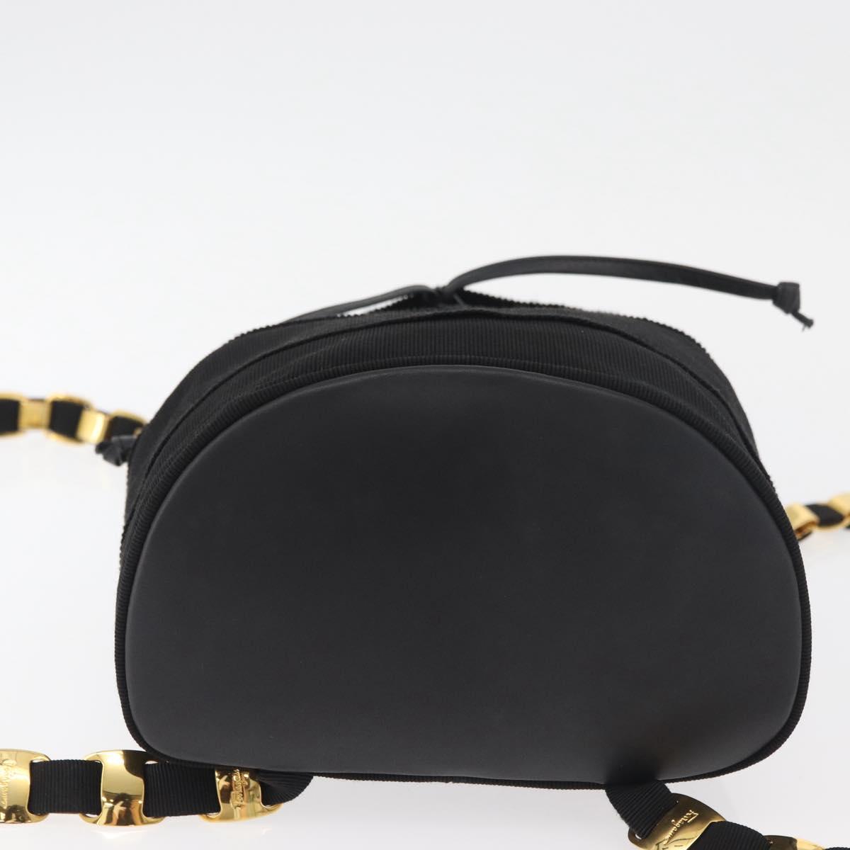 Salvatore Ferragamo Vala Chain Backpack Canvas Black Gold Auth BA13178 - Jerrillo image 9